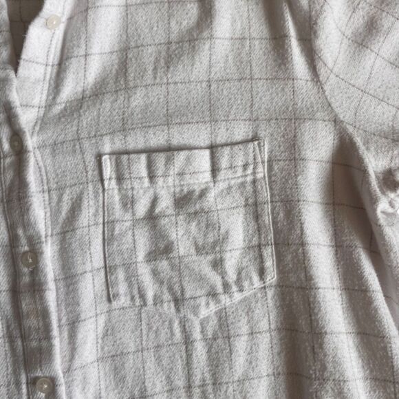 Madewell white gray plaid size small flannel button up - Picture 6 of 14